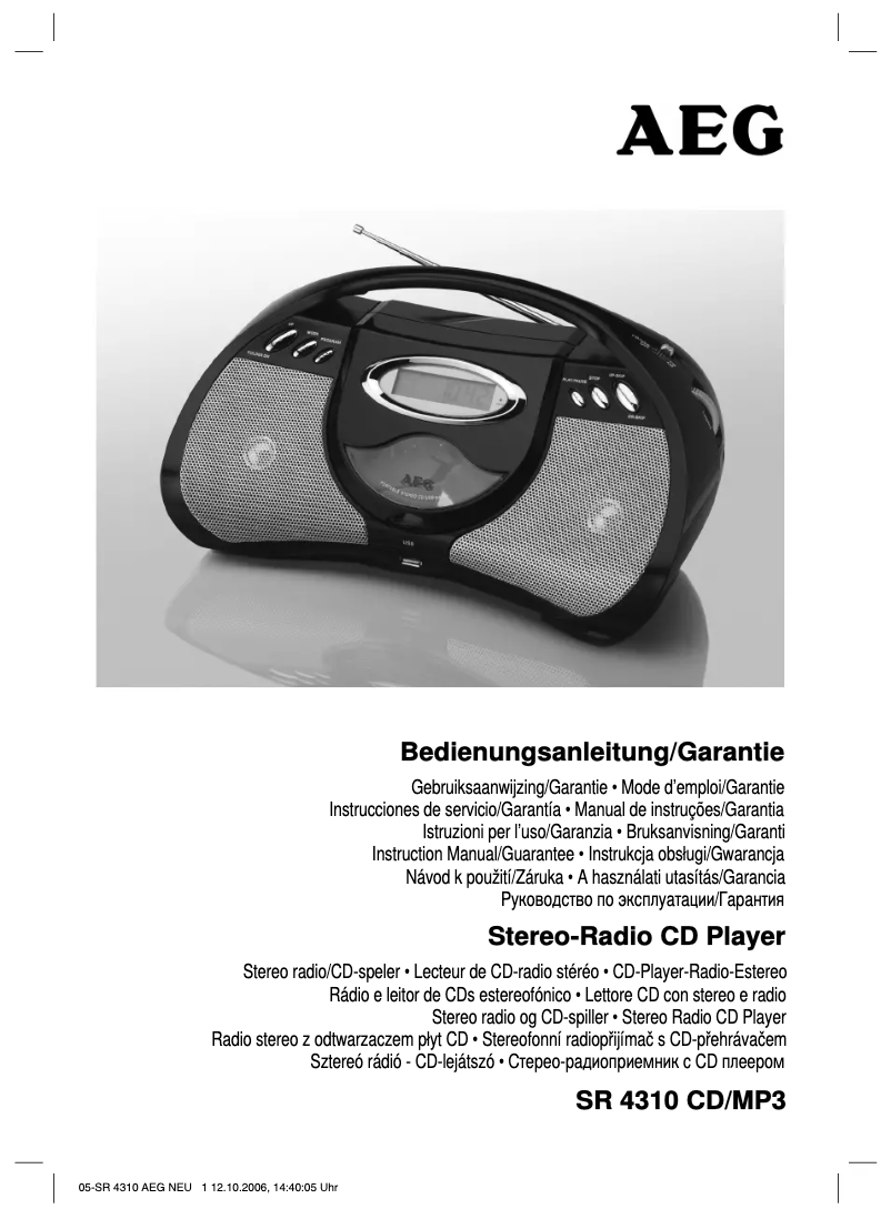 Image de la première page du manuel de l'appareil SR 4310 CD/MP3