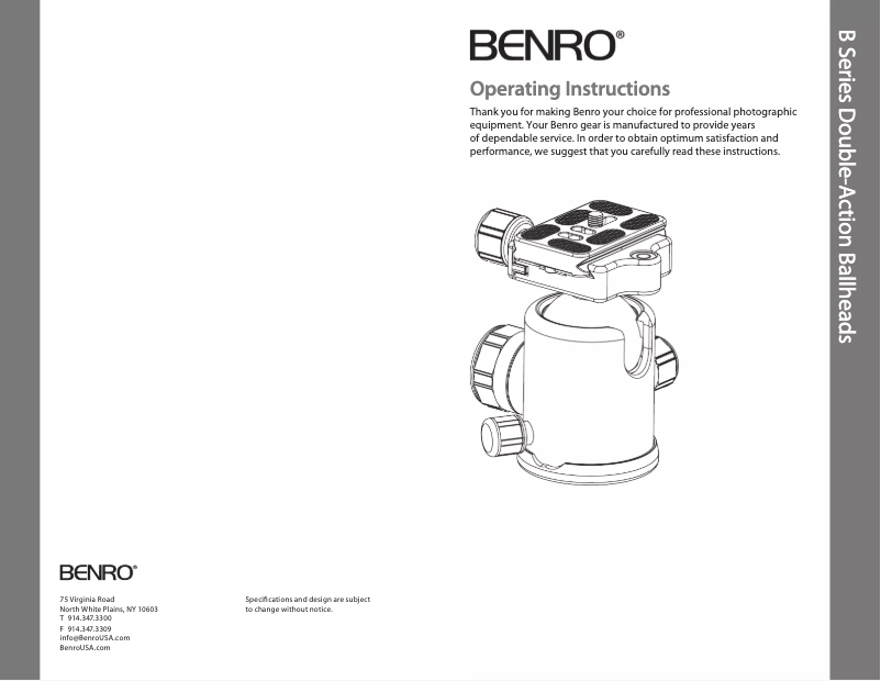 Page 1 de la notice Manuel utilisateur Benro B1