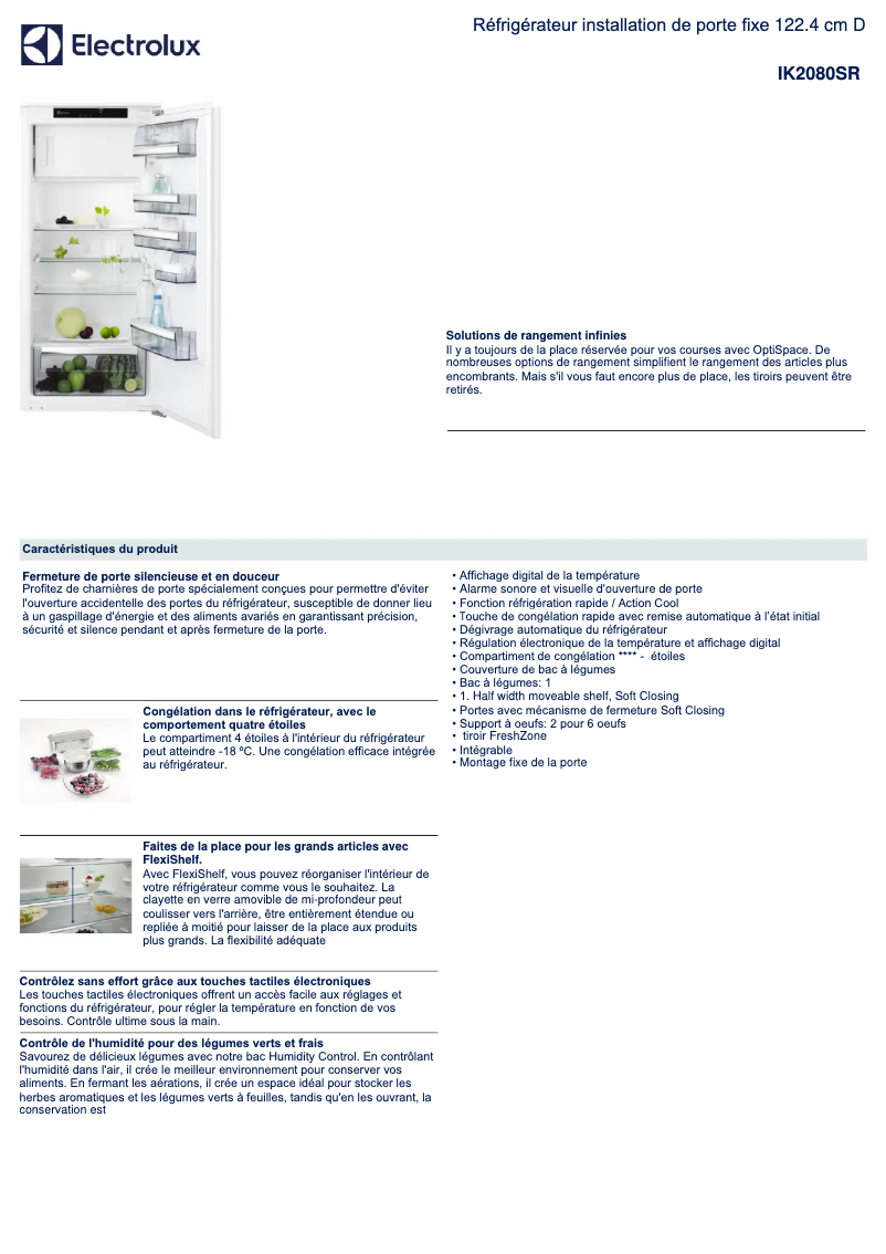 Page n°1 - Fiche technique Electrolux IK2080SR