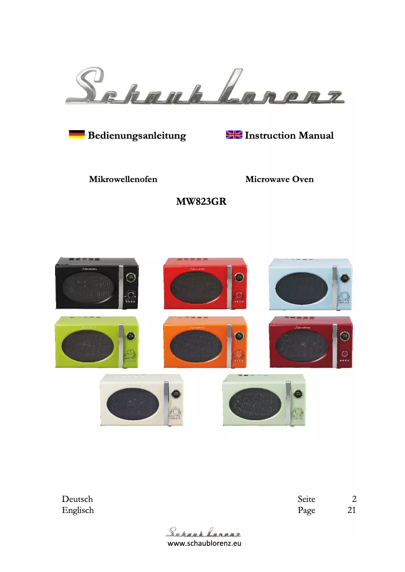 Page n°1 - Manuel utilisateur Schaub Lorenz MW823G B
