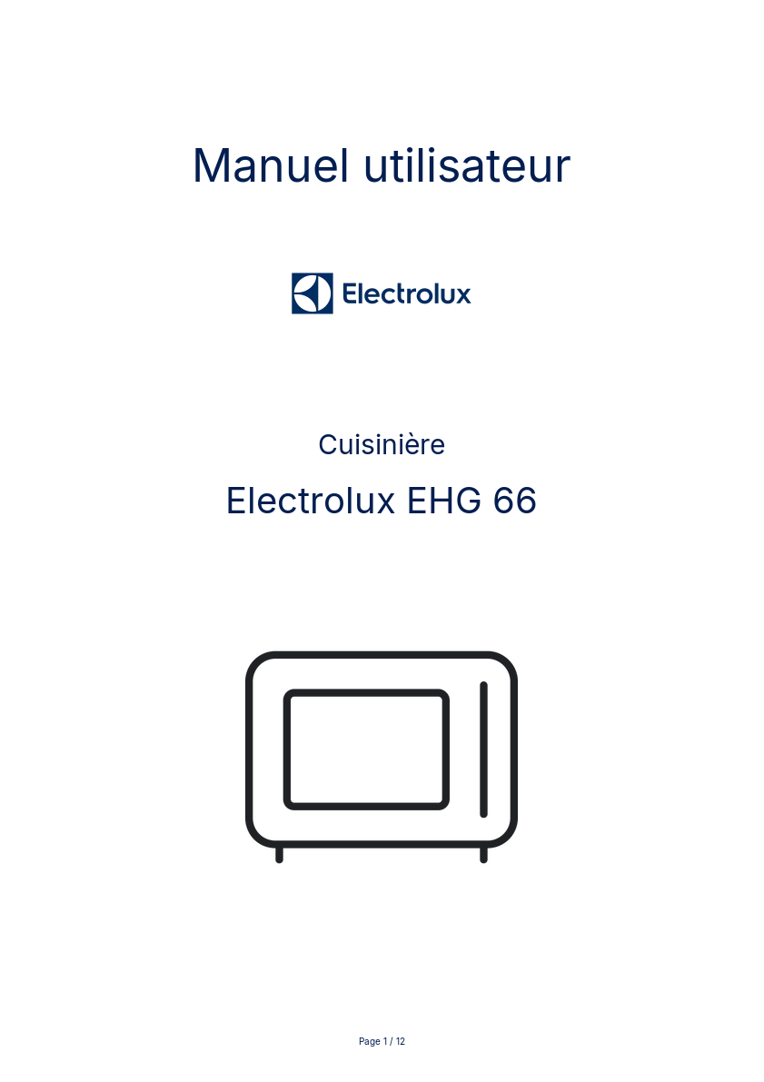 Page n°1 - Manuel utilisateur Electrolux EHG 66