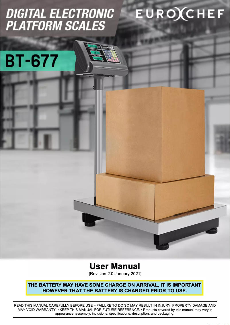 Page n°1 - Manuel utilisateur Eurochef BT-667