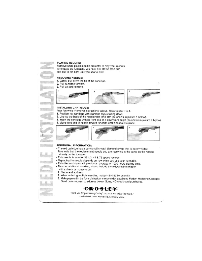 Page 1 de la notice Manuel utilisateur Crosley NP1