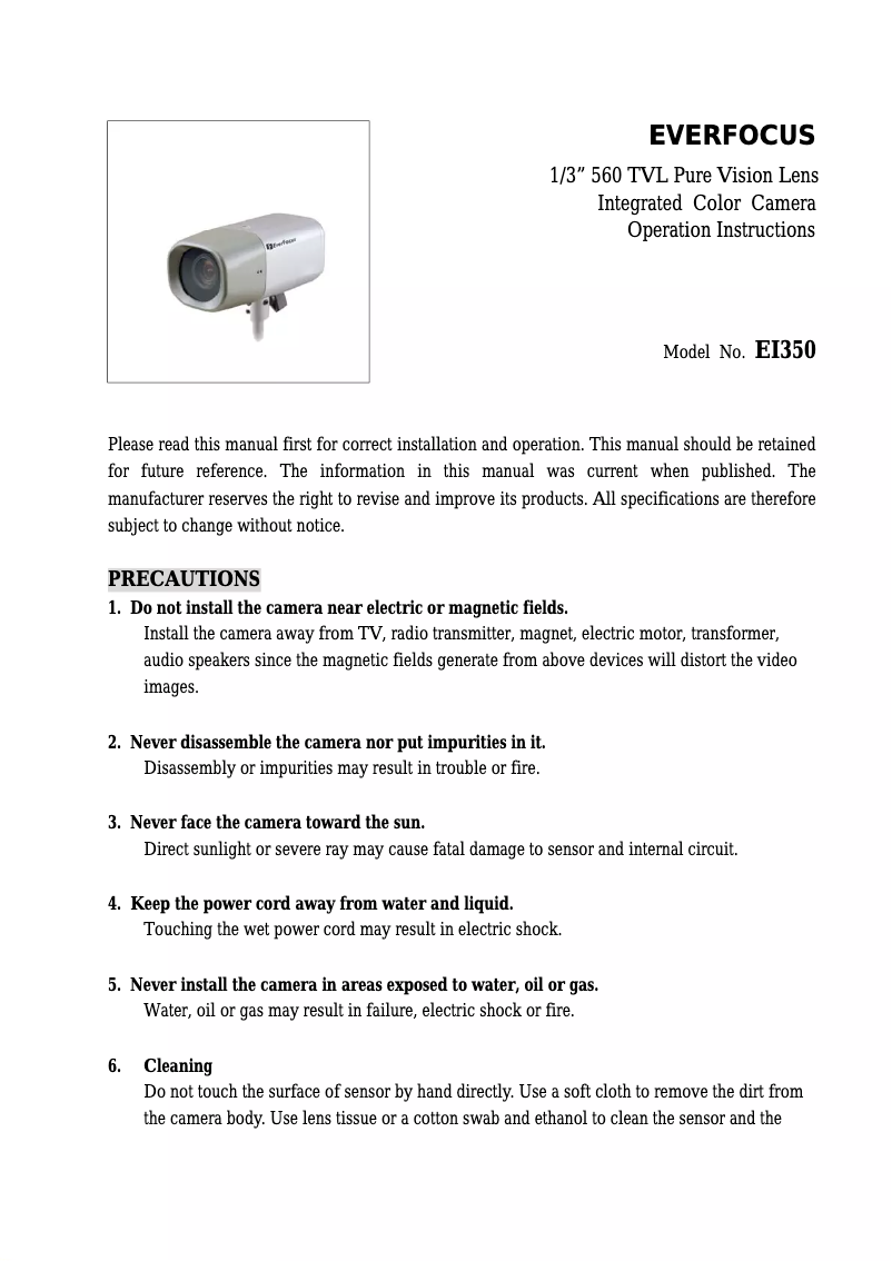 Page n°1 - Manuel utilisateur EverFocus EI350