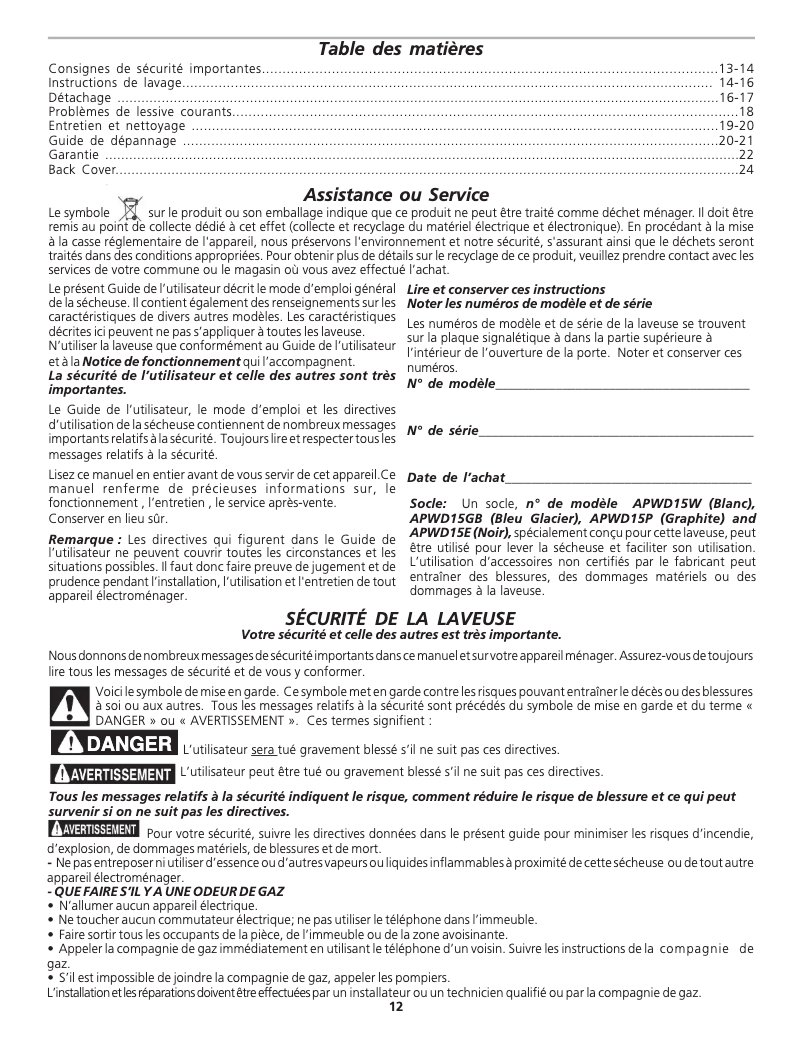 Image de la première page du manuel de l'appareil ATF6700FS