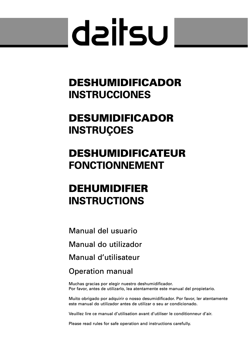 Página 1 del manual Manual de usuario Daitsu ADD20