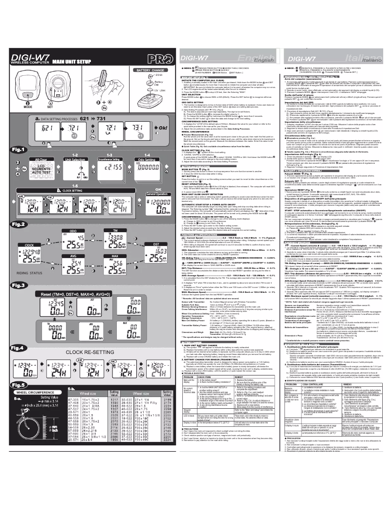 Image de la première page du manuel de l'appareil DIGI-W7