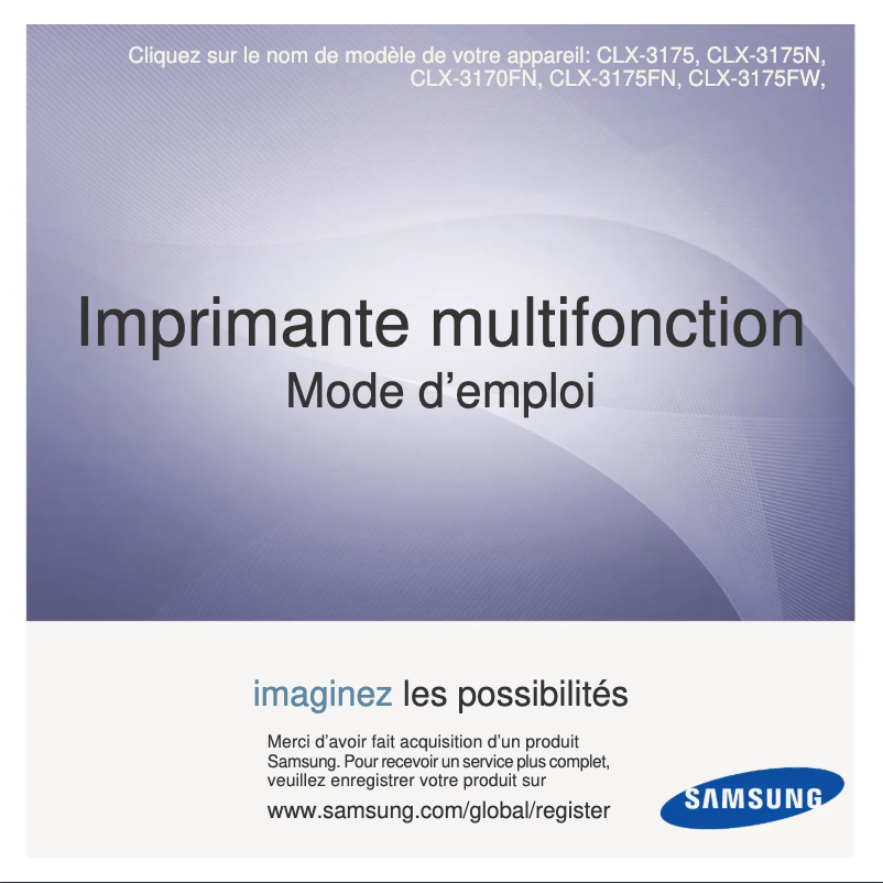 Page 1 de la notice Manuel utilisateur Samsung CLX-3175FW