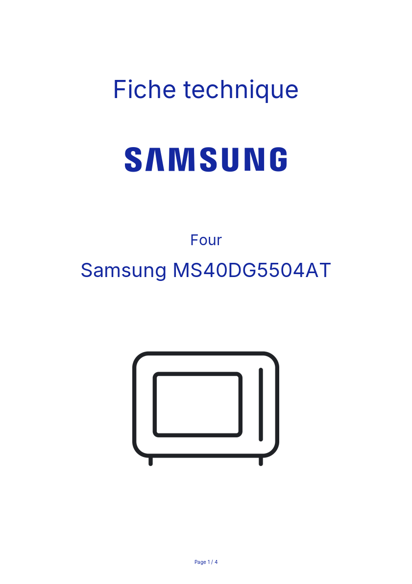 Page n°1 - Fiche technique Samsung MS40DG5504AT