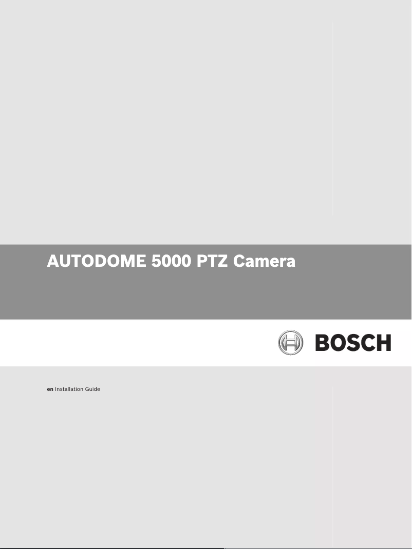 Page n°1 - Manuel utilisateur Bosch AutoDome 5000
