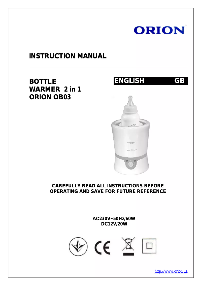 Page 1 de la notice Manuel utilisateur Orion OB03
