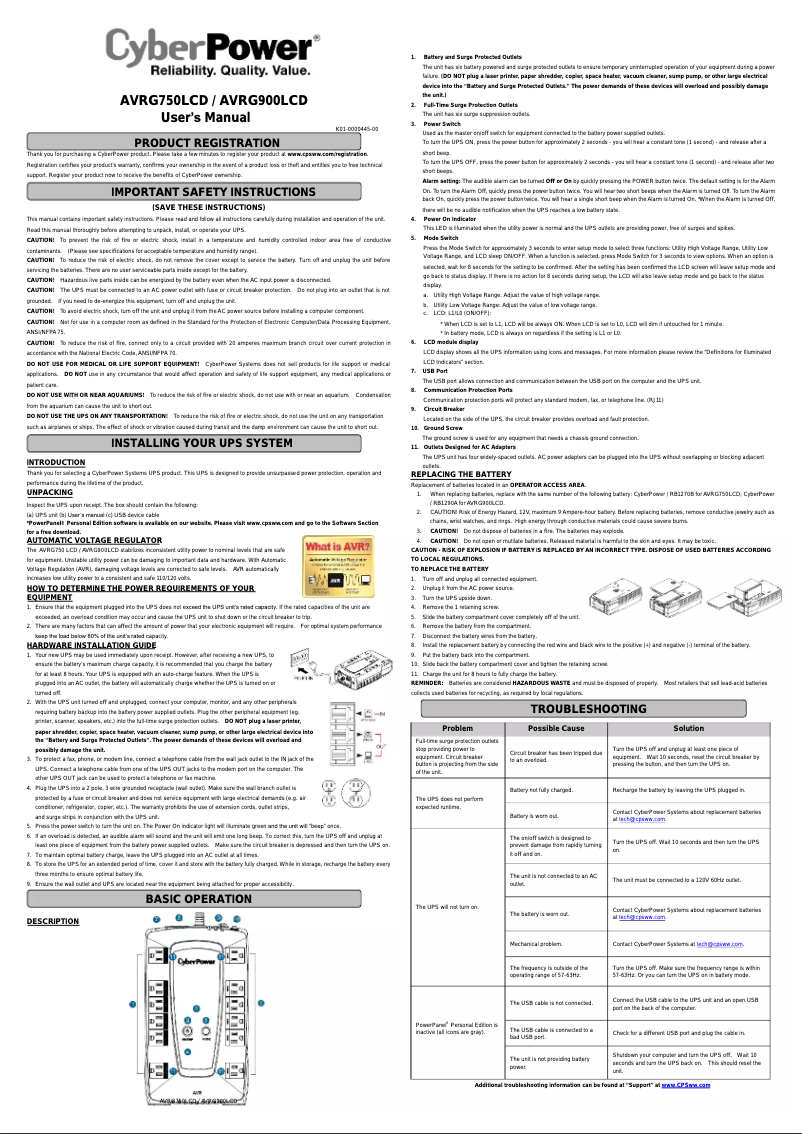 Imagen de la primera página del manual del dispositivo AVRG750LCD