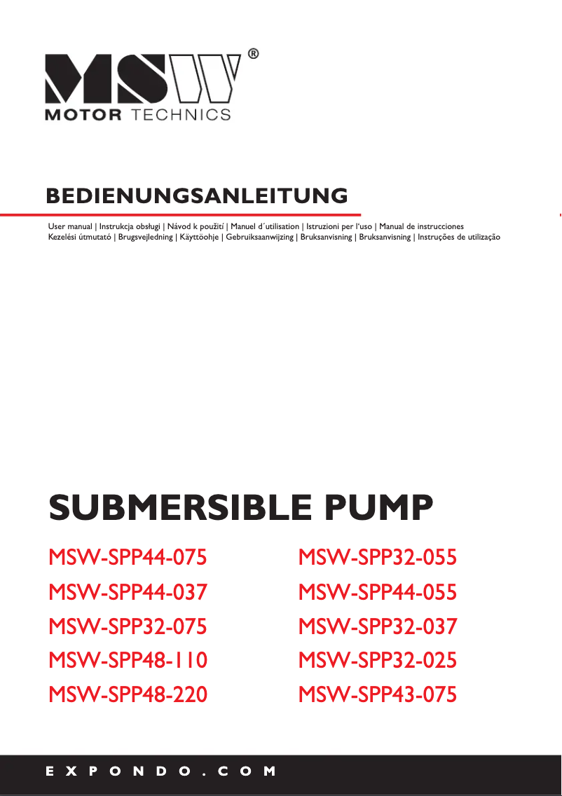 Page 1 de la notice Manuel utilisateur MSW MSW-SPP44-055
