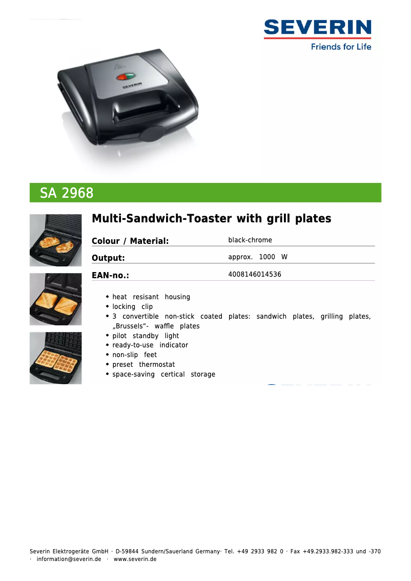 Image de la première page du manuel de l'appareil SA 2968