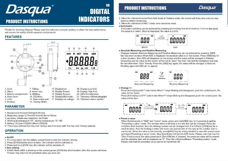 Page n°1 - Manuel utilisateur Dasqua SB-046