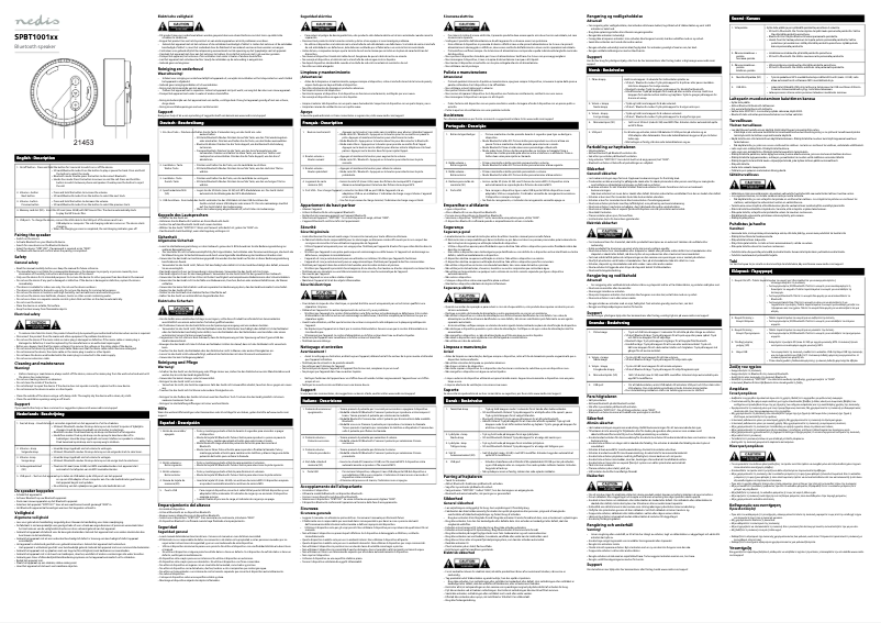 Page n°1 - Manuel utilisateur Nedis SPBT1001GY