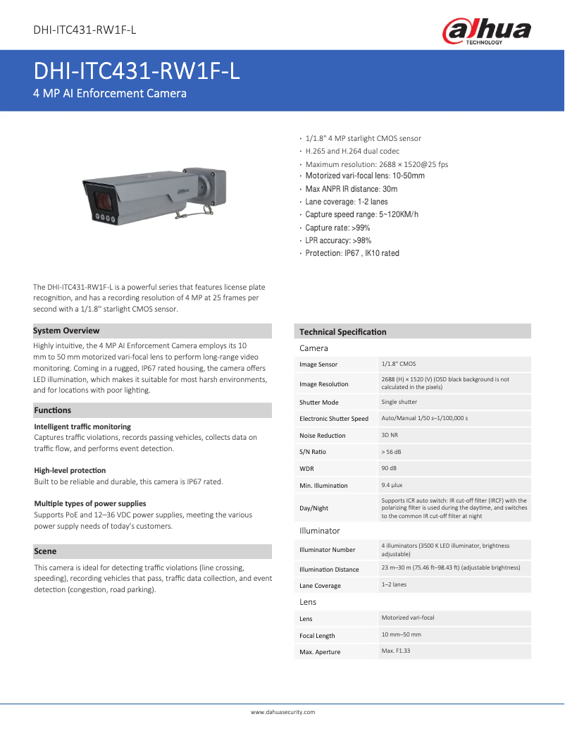 Page n°1 - Manuel utilisateur Dahua Technology ITC431-RW1F-L