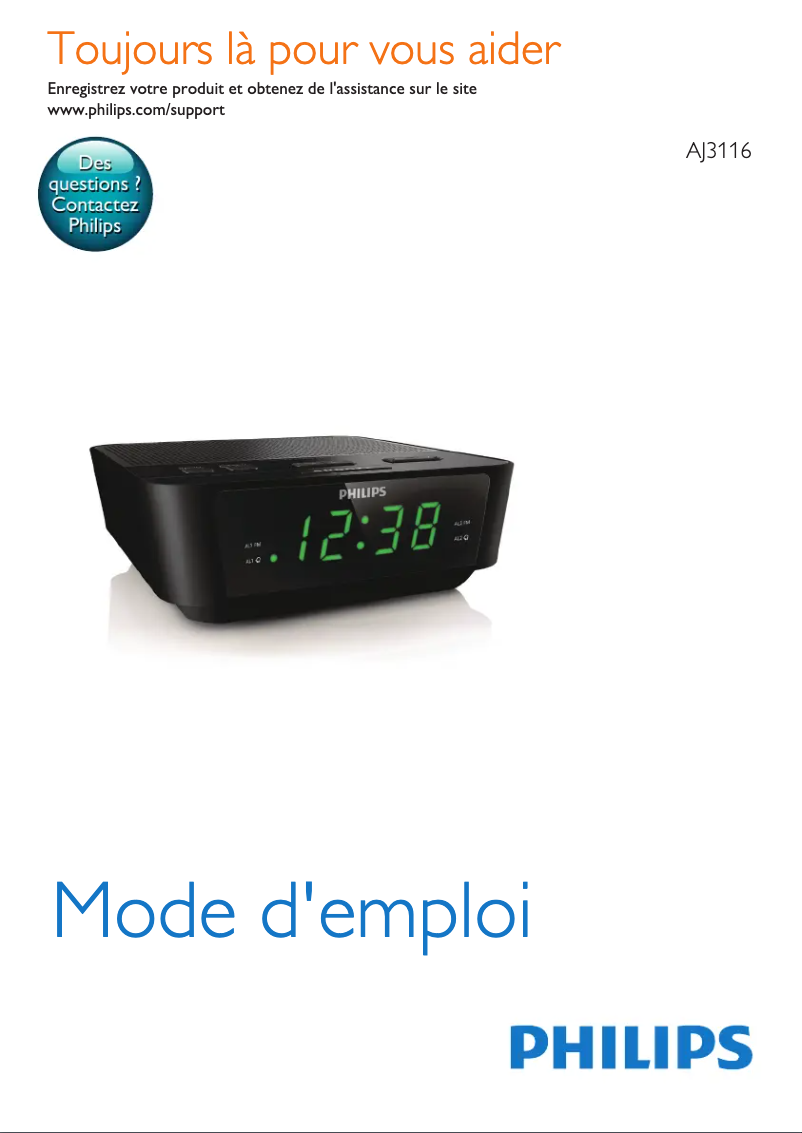 Page 1 de la notice Manuel utilisateur Philips AJ3116