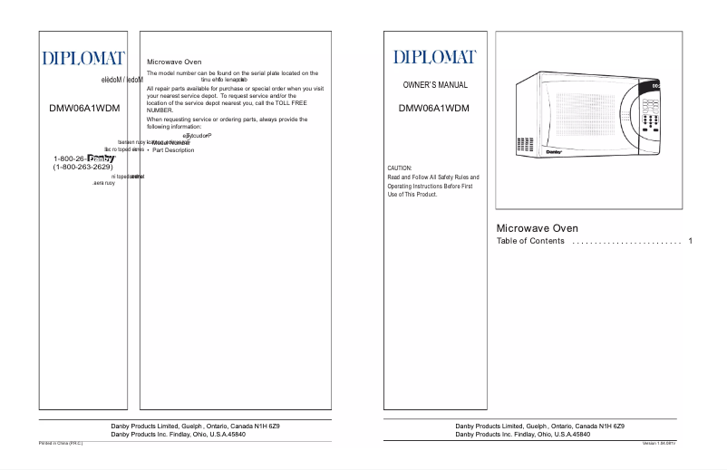 Page n°1 - Manuel utilisateur Diplomat DMW06A1WDM