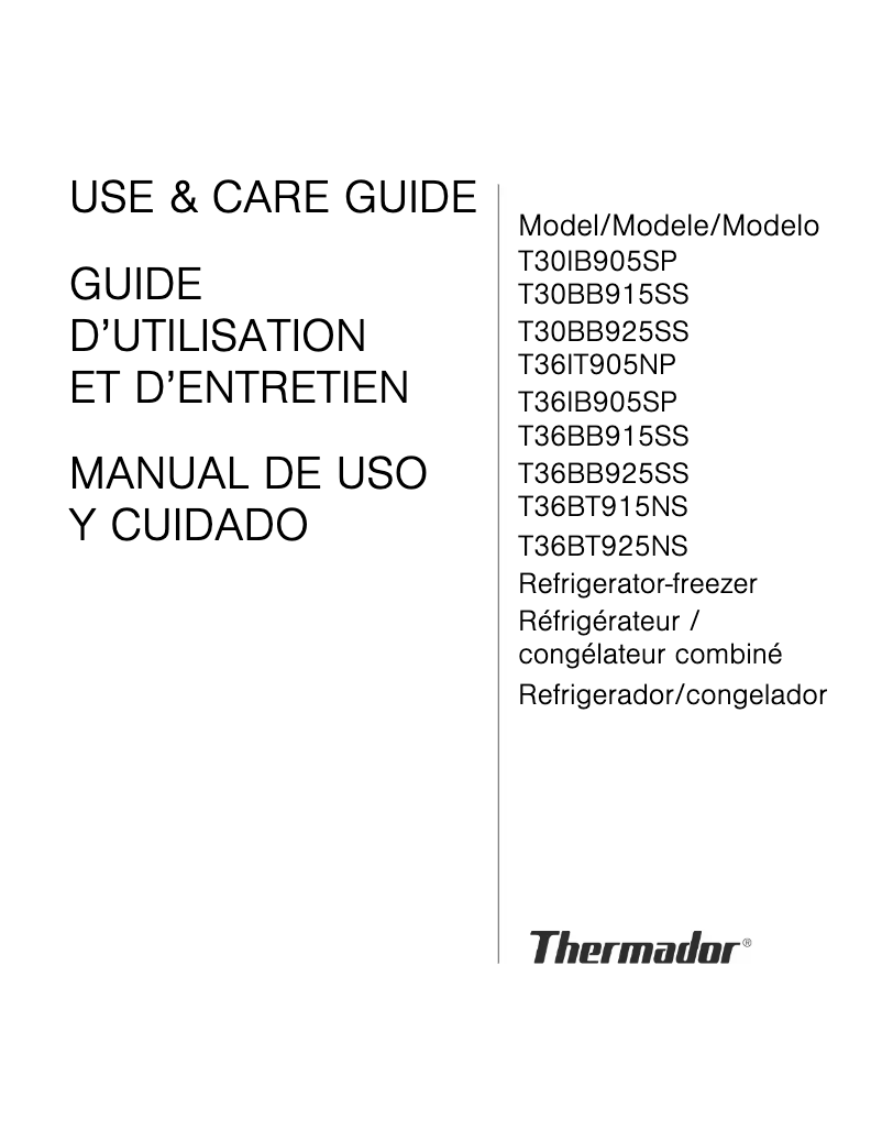 Page n°1 - Manuel utilisateur Thermador T36BB925SS