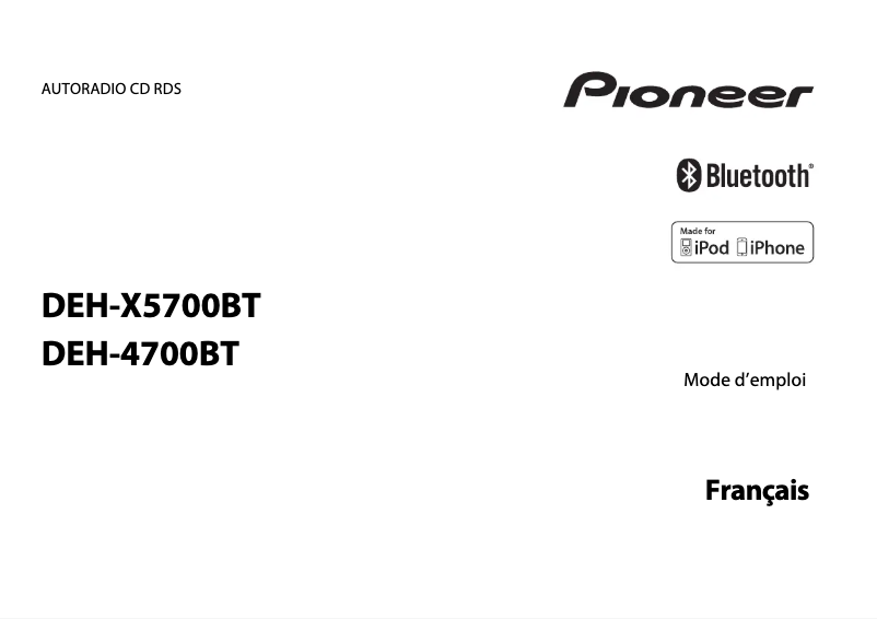 Page n°1 - Manuel utilisateur Pioneer DEH-X5700BT