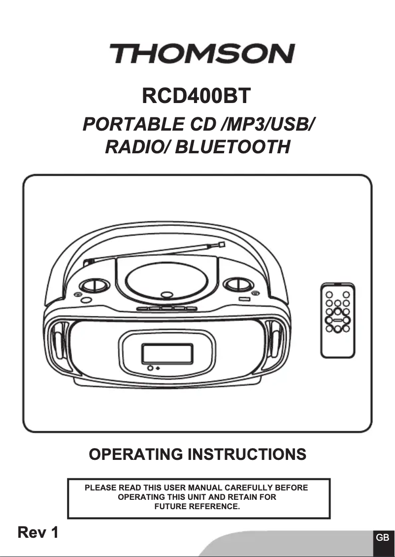 Page n°1 - Manuel utilisateur Thomson RCD400BT