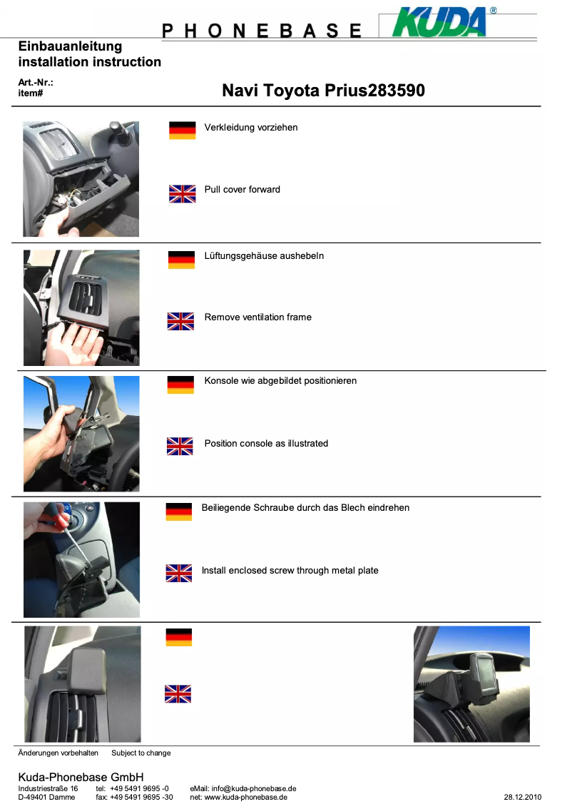 Page 1 de la notice Manuel utilisateur Kuda 283595