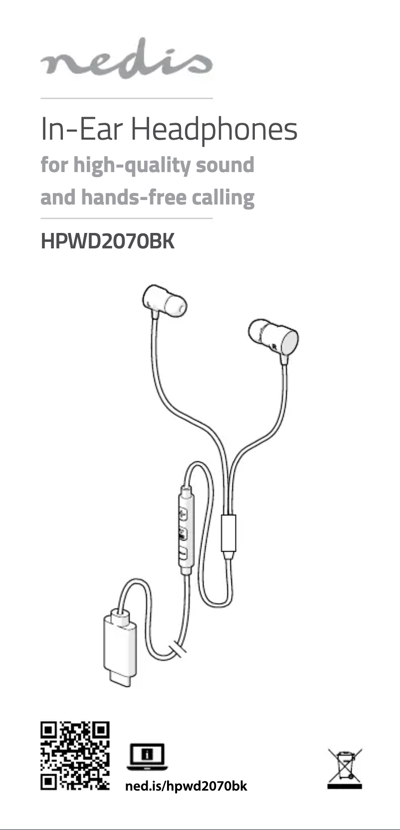 Page 1 de la notice Manuel utilisateur Nedis HPWD2070BK