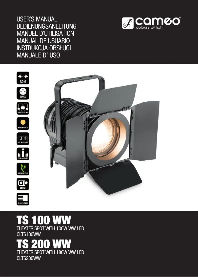 Page 1 de la notice Manuel utilisateur Cameo TS 200 WW