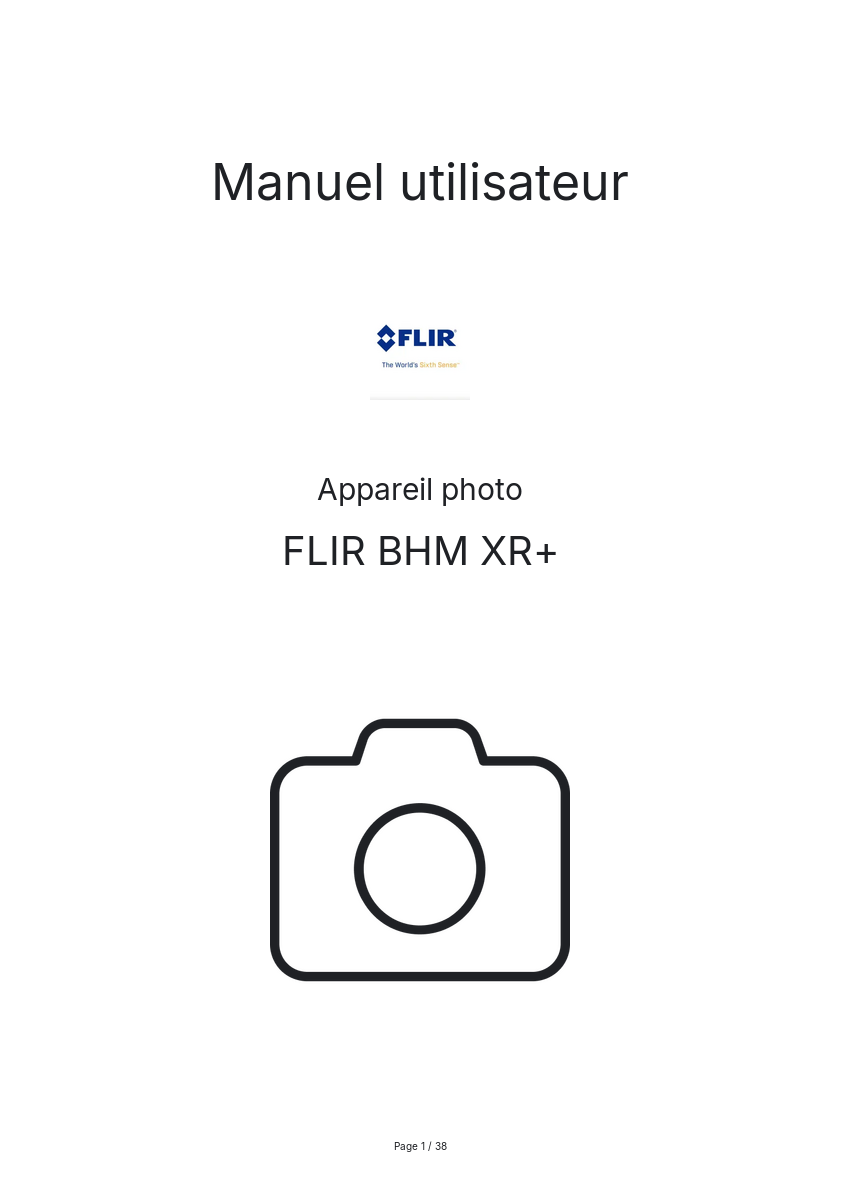 Page n°1 - Manuel utilisateur FLIR BHM XR+