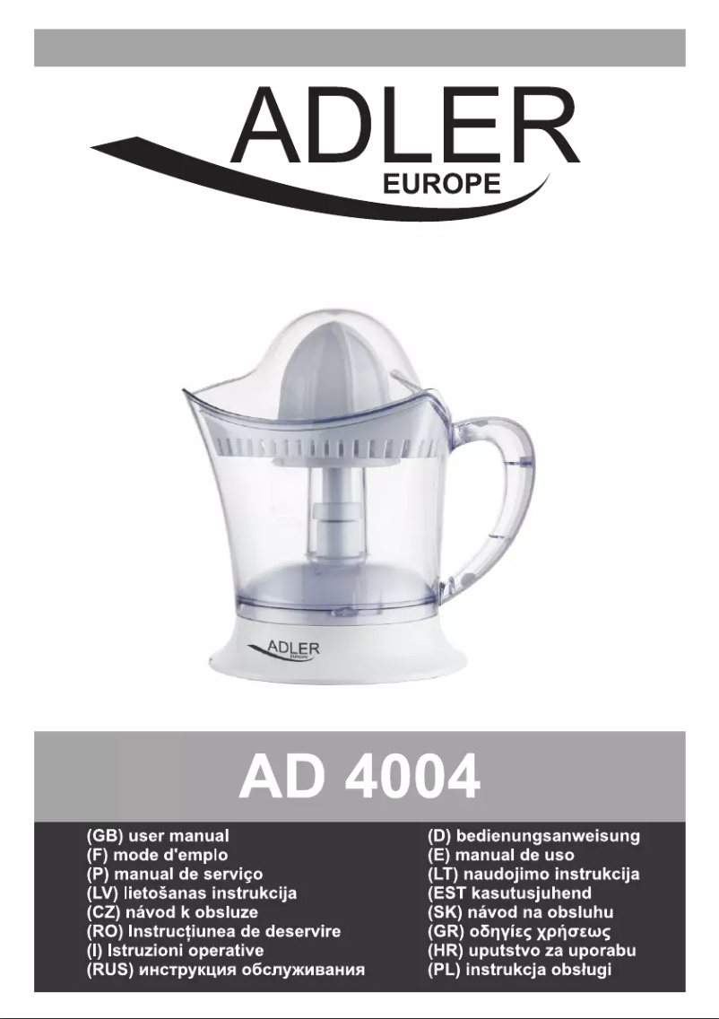 Image de la première page du manuel de l'appareil AD 4004