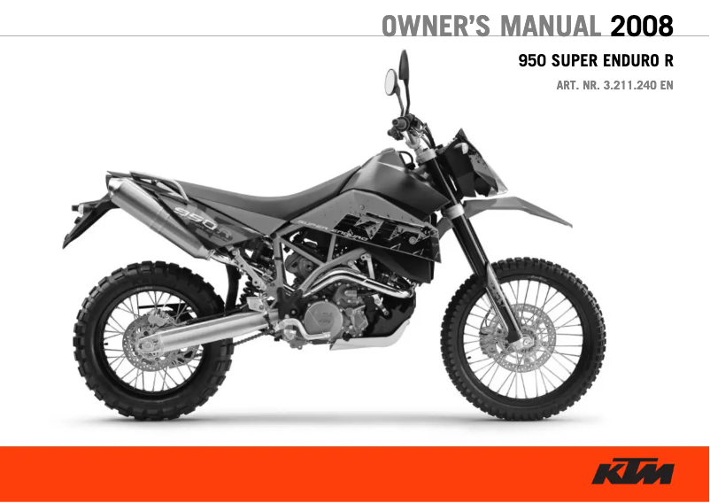 Page 1 de la notice Manuel utilisateur KTM 950 Super Enduro R (2009)