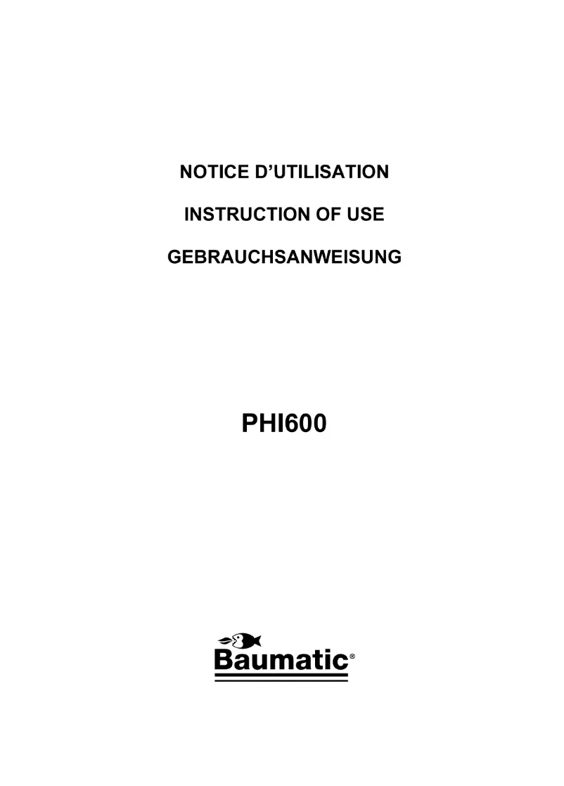 Page 1 de la notice Manuel utilisateur Baumatic PHI600