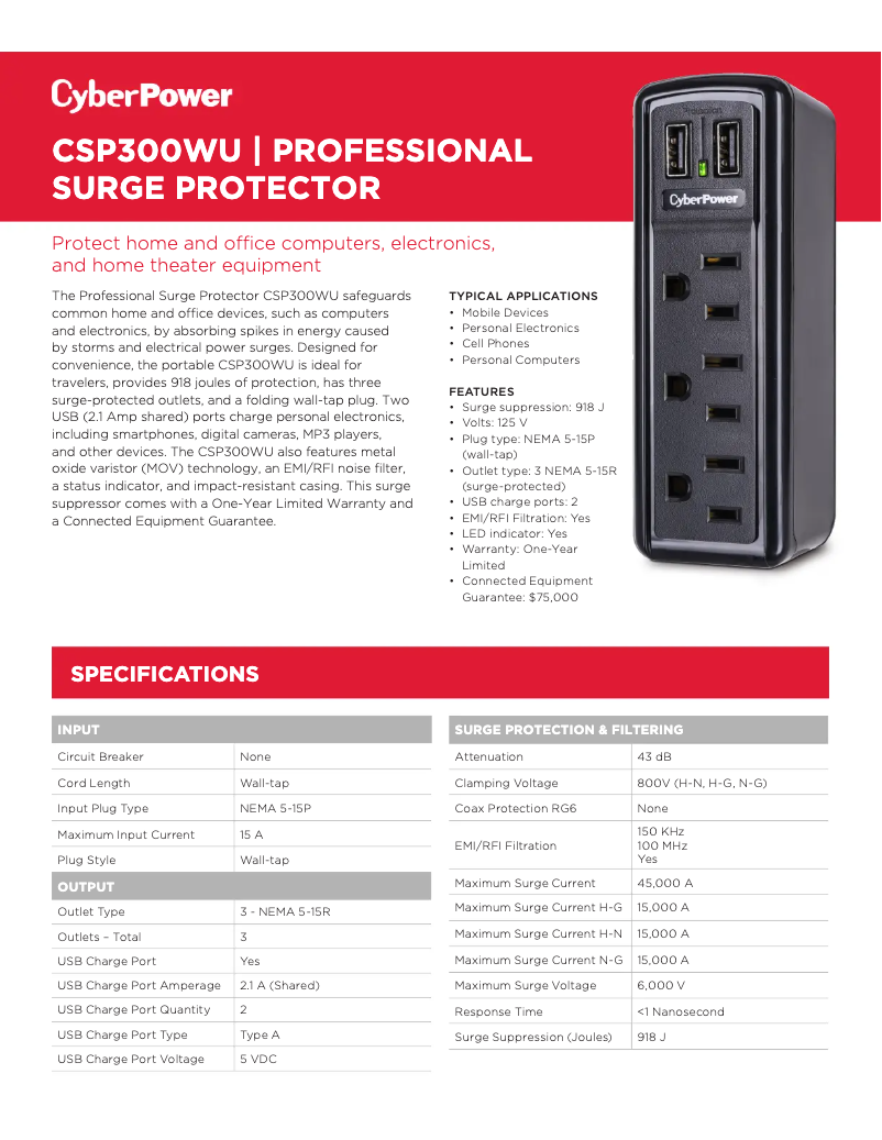 Página 1 del manual Manual de usuario CyberPower Professional CSP300WU