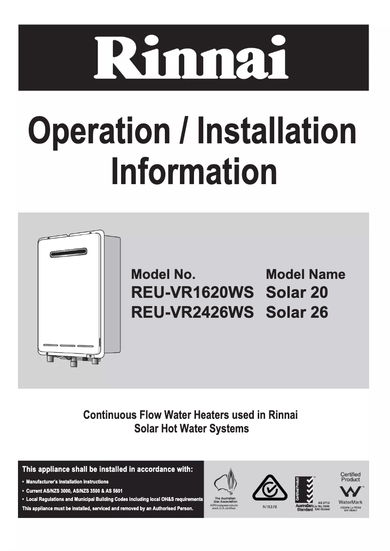 Image de la première page du manuel de l'appareil Solar 20