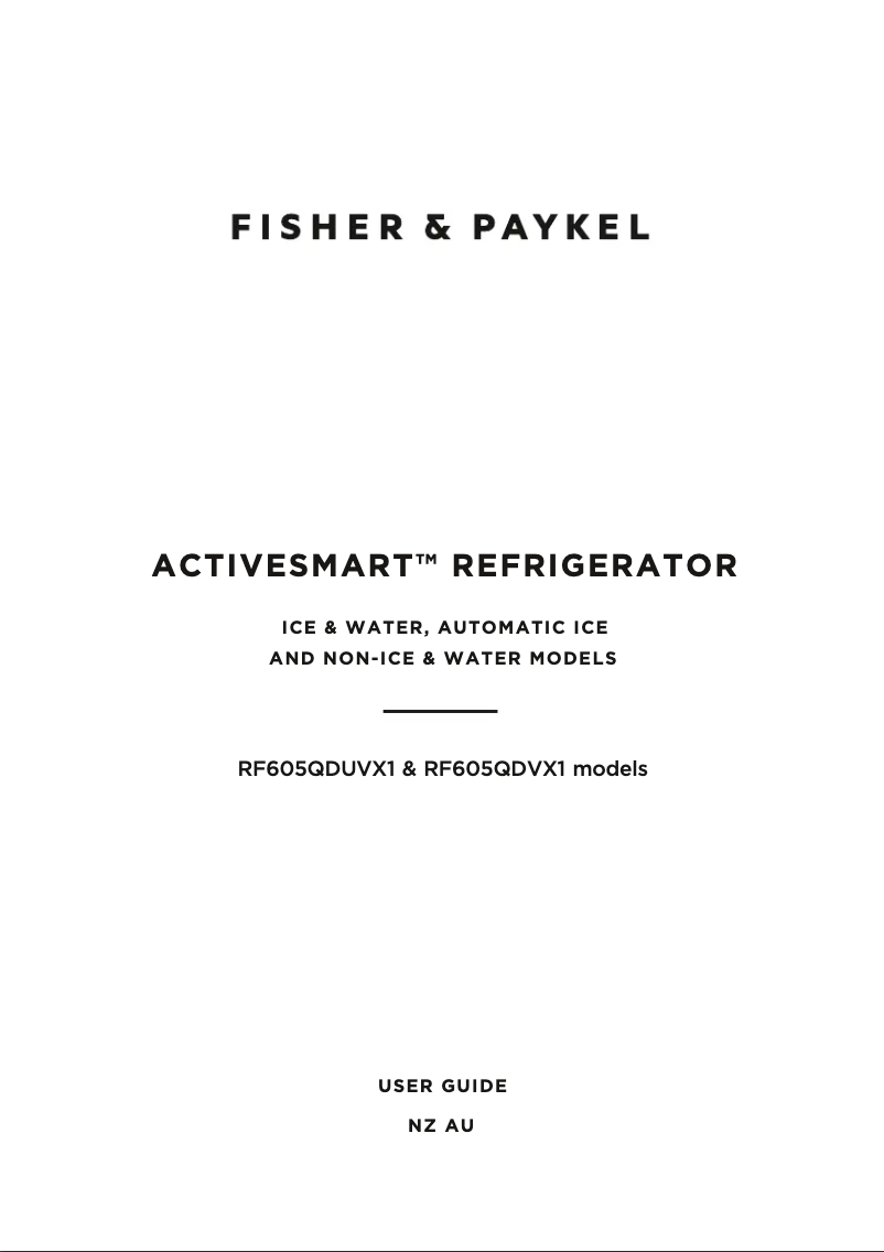 Page 1 de la notice Manuel utilisateur Fisher & Paykel RF605QDVB1