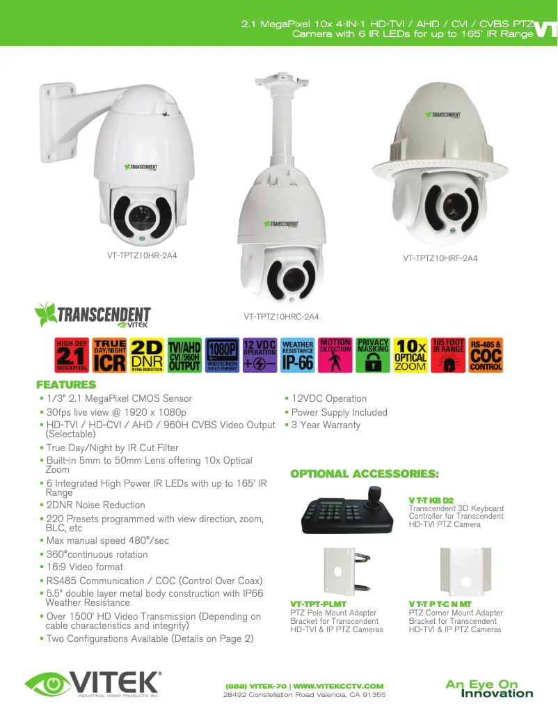 Page 1 de la notice Manuel utilisateur Vitek VT-TPTZ10HR-2A4