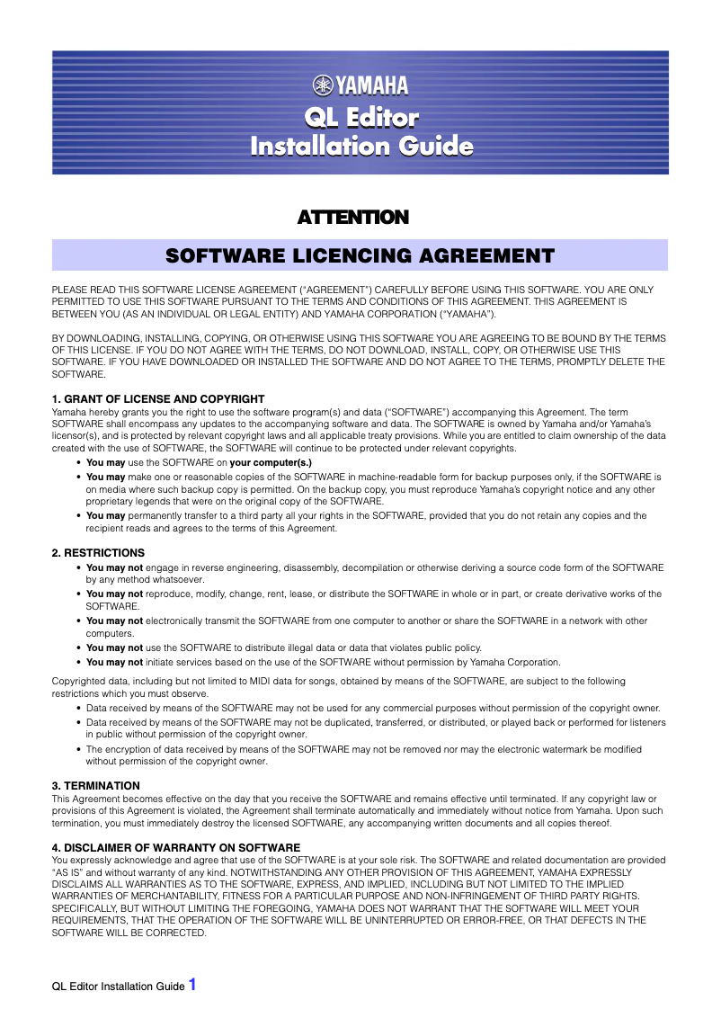 Image de la première page du manuel de l'appareil QL1