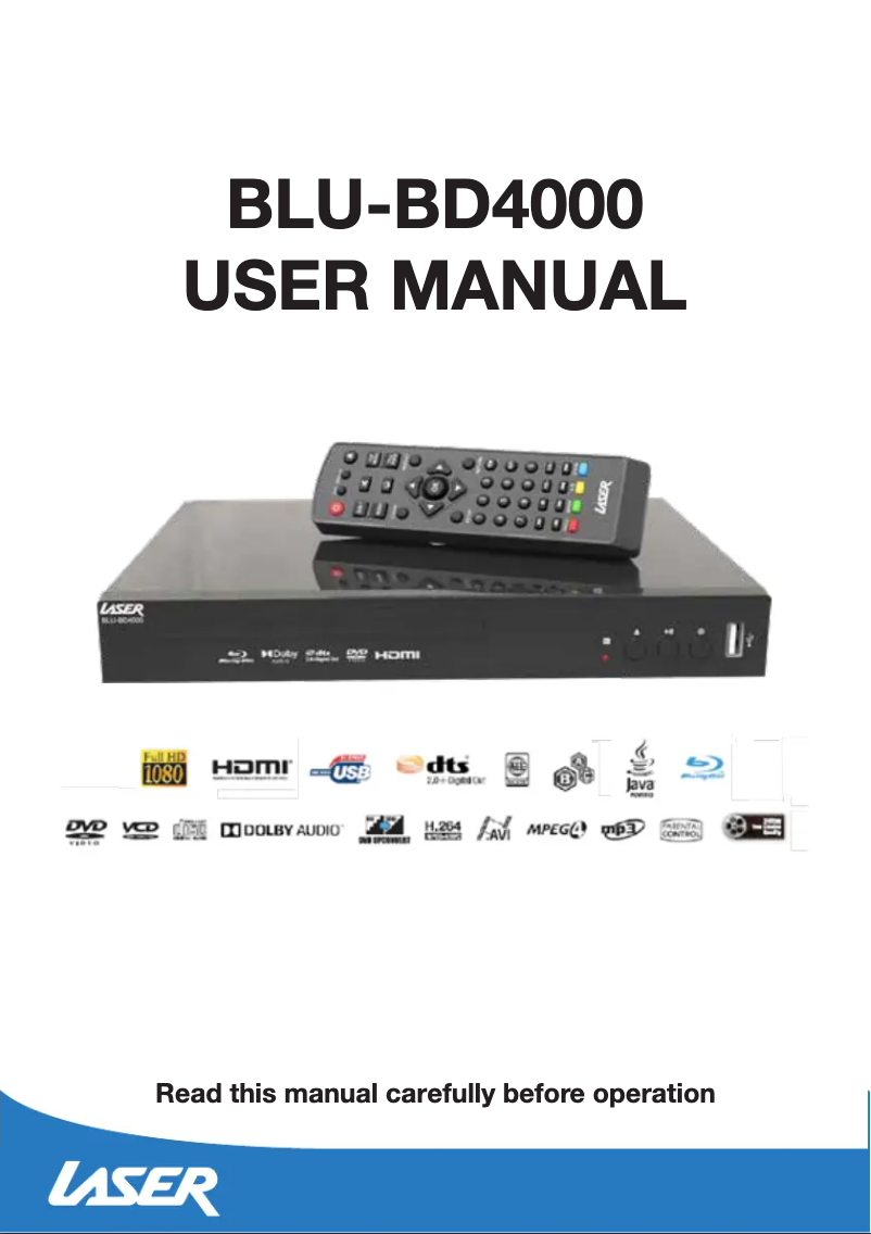 Image de la première page du manuel de l'appareil BLU-BD4000