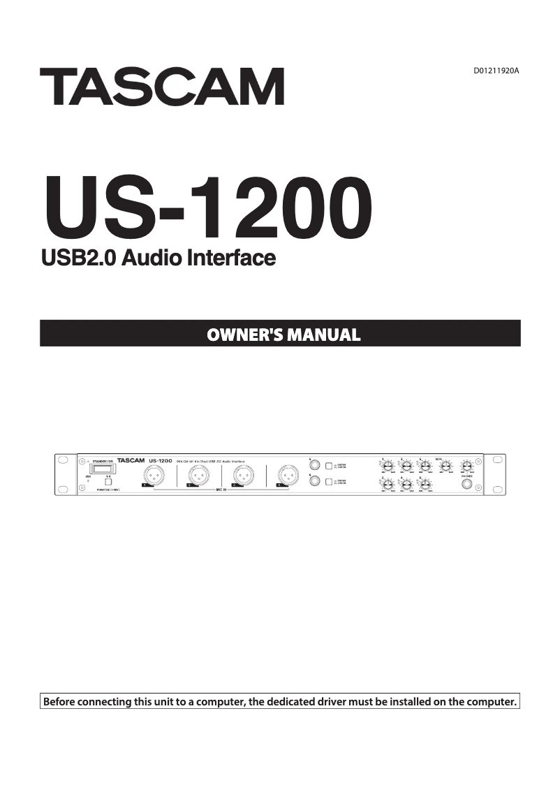 Page n°1 - Manuel utilisateur Tascam US-1200