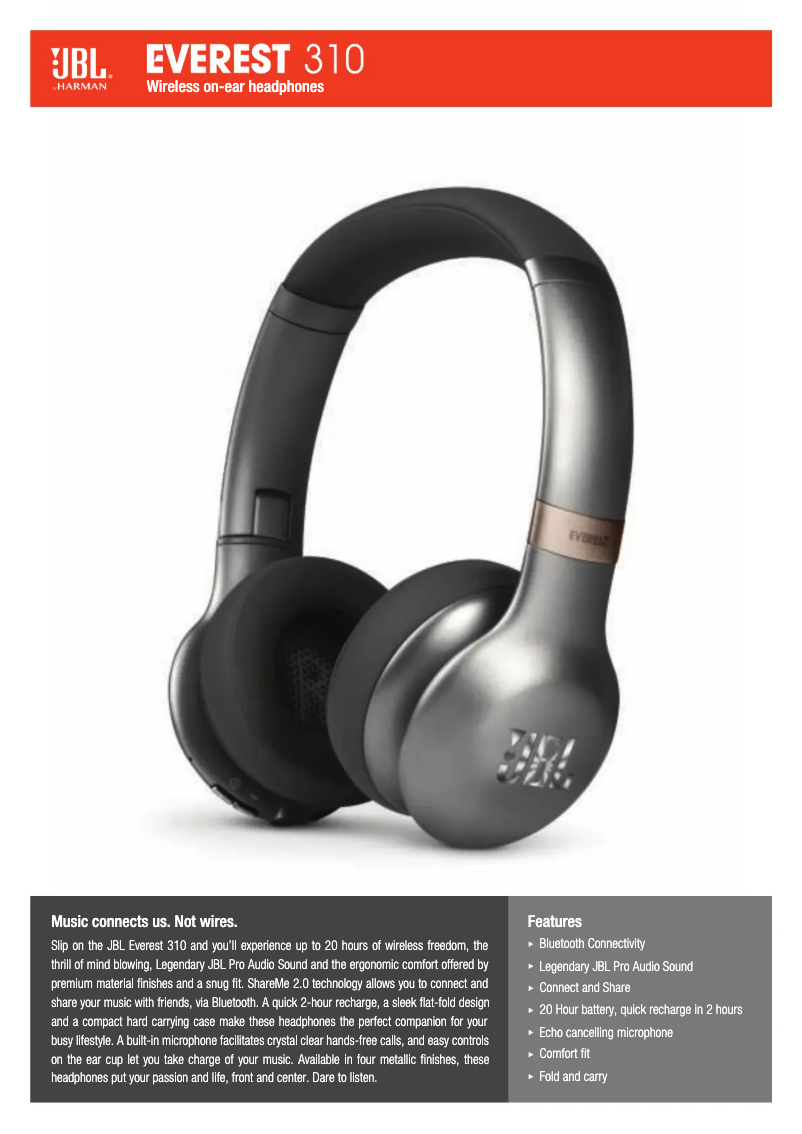 Page 1 de la notice Manuel utilisateur JBL Everest 310