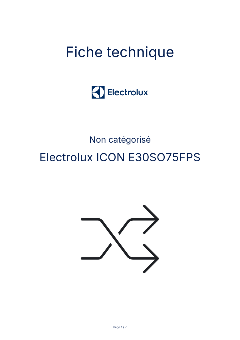 Page n°1 - Fiche technique Electrolux ICON E30SO75FPS