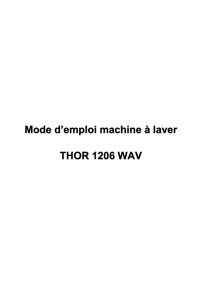 Page n°1 - Manuel utilisateur Waltham THOR 1206 WAV