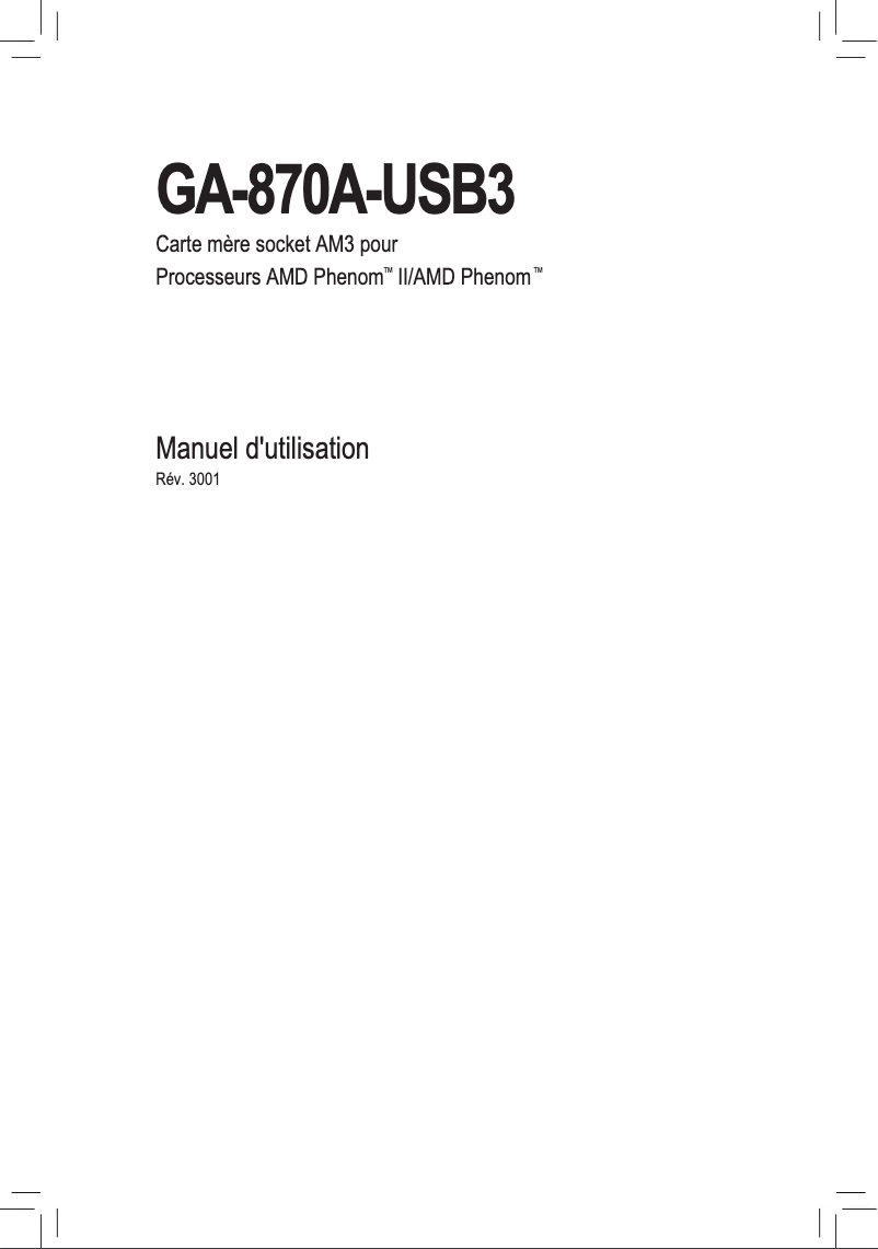 Page n°1 - Manuel utilisateur Gigabyte GA-870A-USB3