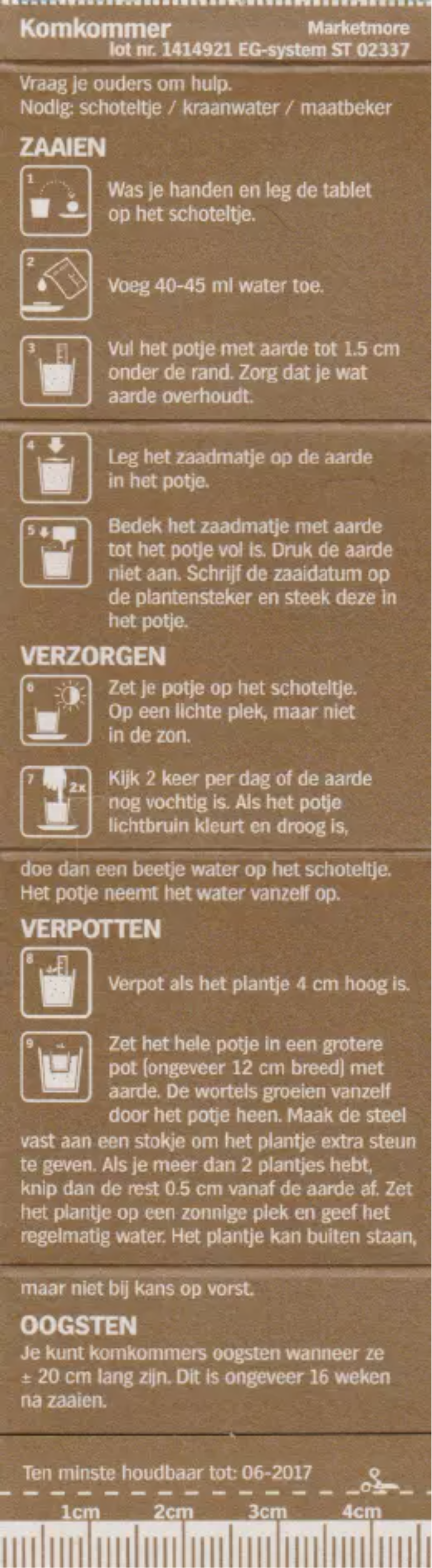 Page 1 de la notice Manuel utilisateur Albert Heijn Moestuintje Komkommer