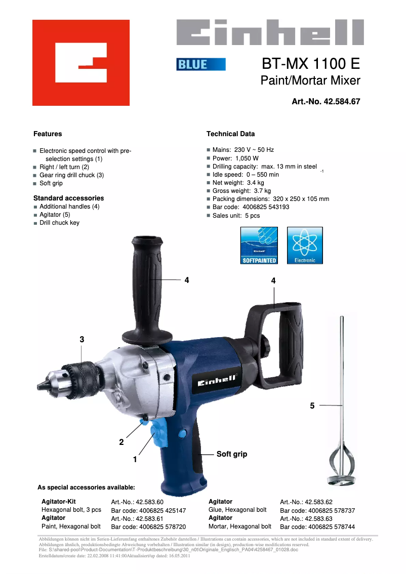 Image de la première page du manuel de l'appareil BT-MX 1100 E