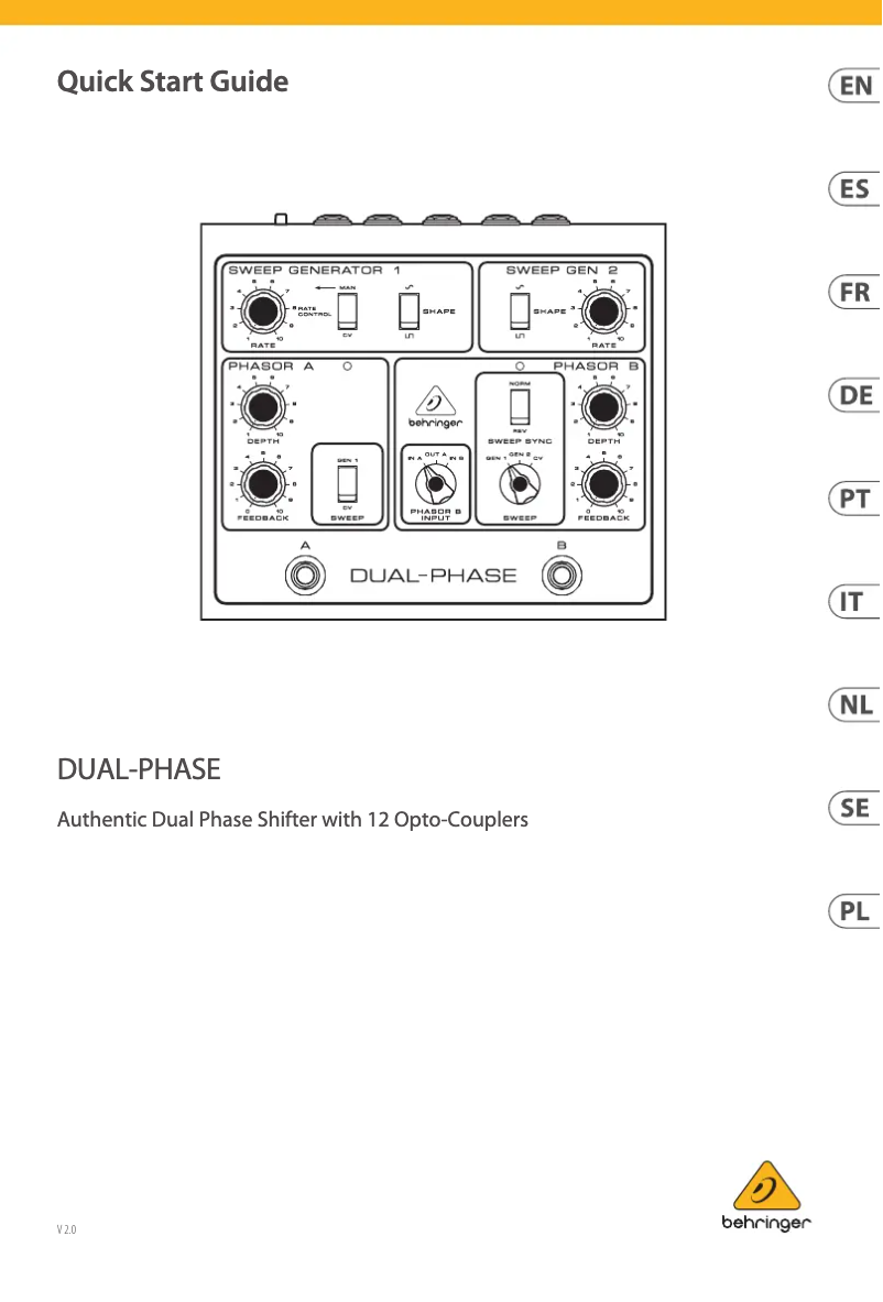 Page n°1 - Manuel utilisateur Behringer Dual-Phase