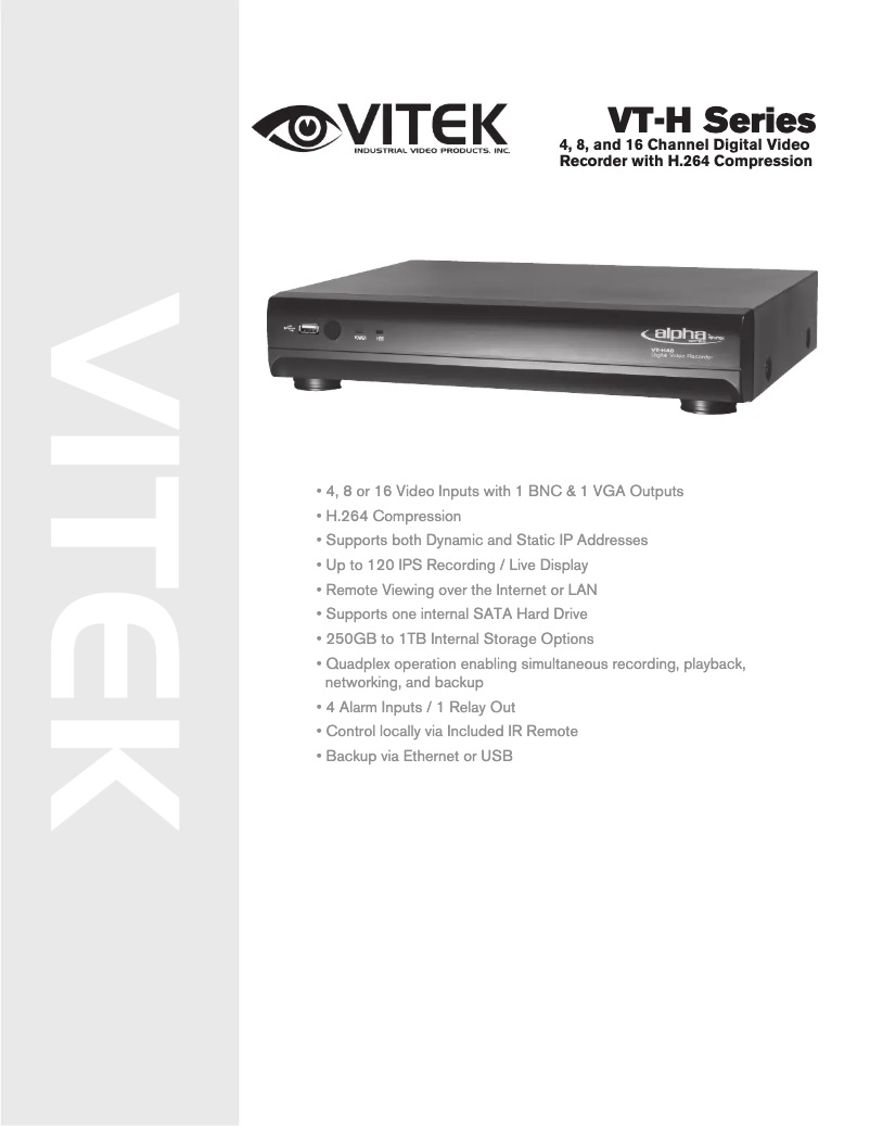 Page 1 de la notice Manuel utilisateur Vitek VT-H40