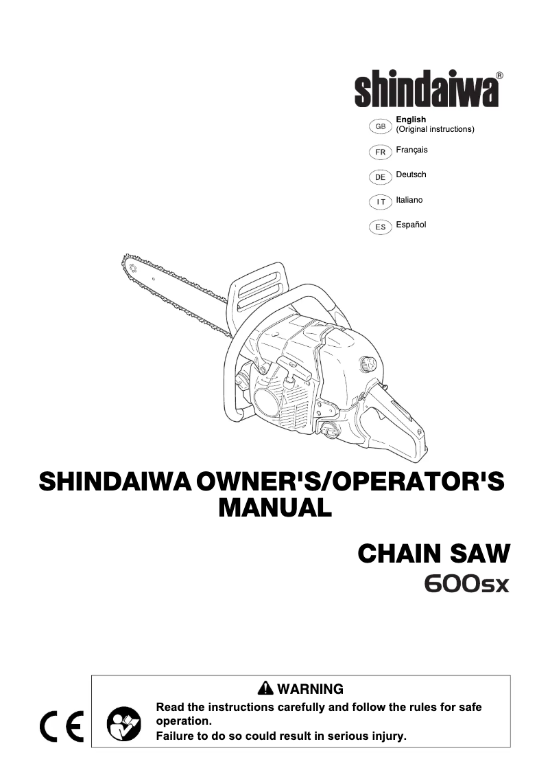 Página 1 del manual Manual de usuario Shindaiwa 600SX