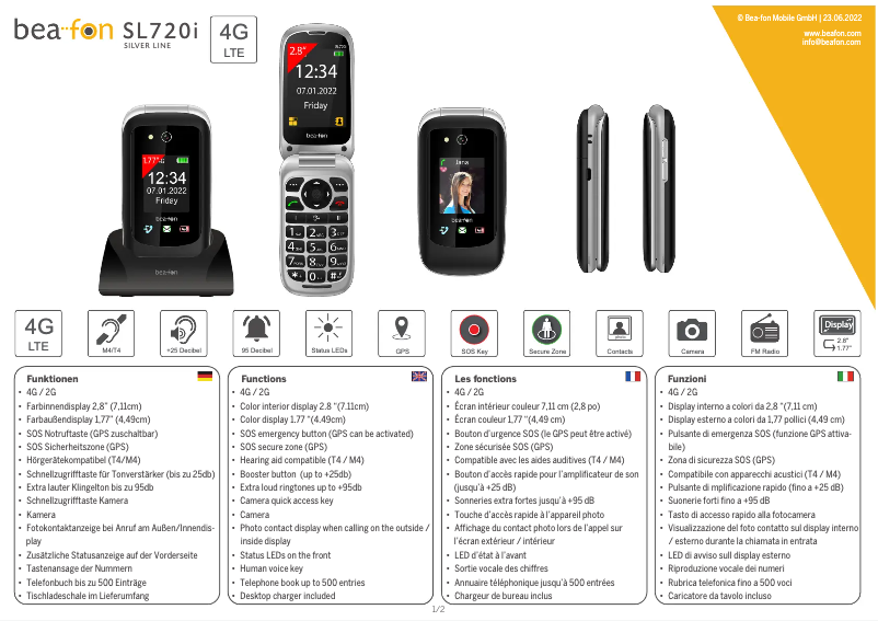 Image de la première page du manuel de l'appareil SL720i
